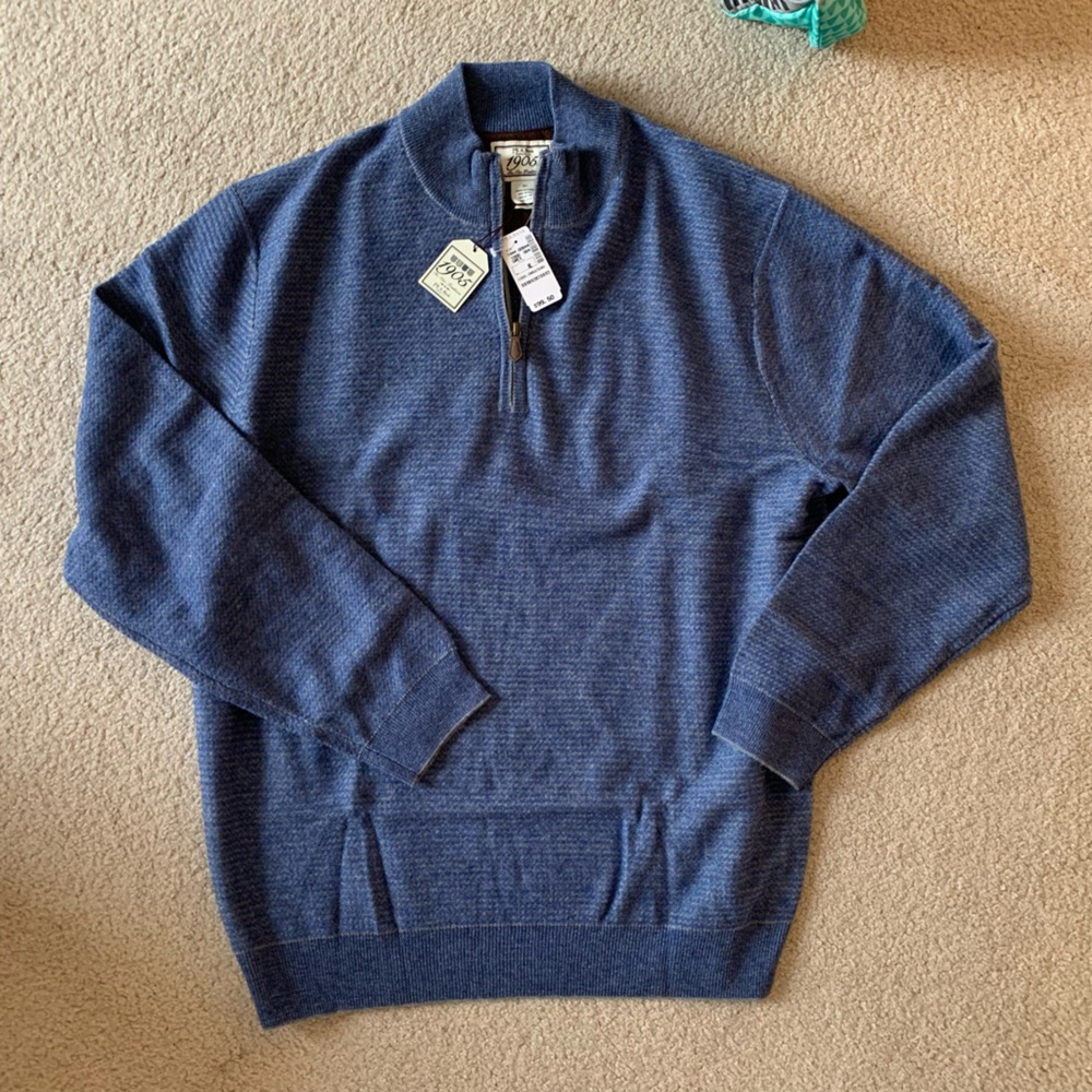 1905 Jos A Bank Blue Quarter zip sweater NWT